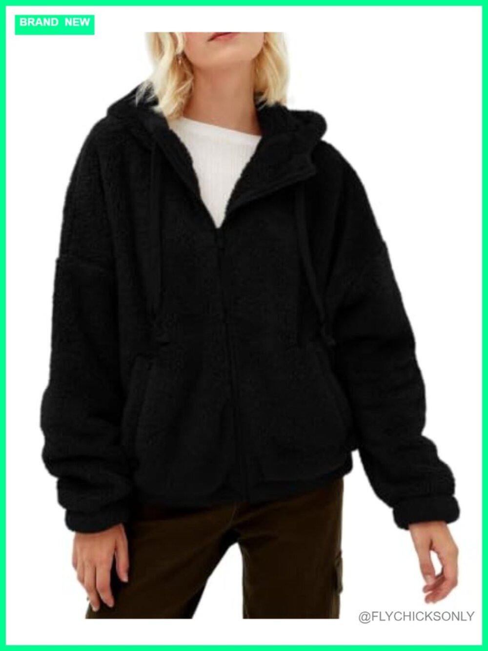 Fuzzy Sherpa Fleece Zip Up Hooded Jacket Warm Winter Coat